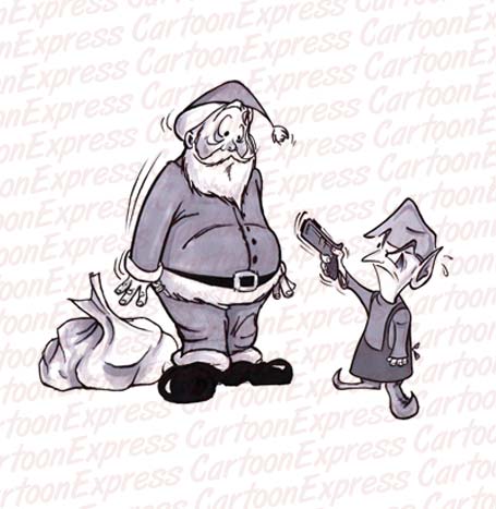 Santa Claus and an evil elf